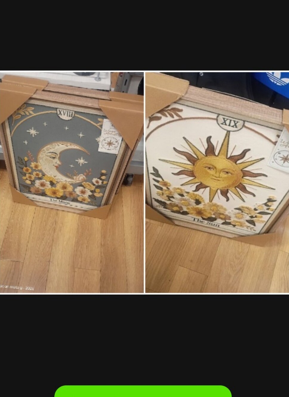 BP HOME TEXTILE Embroidery Wall Art "THE SUN & MOON New TWO PRINTS RARE!